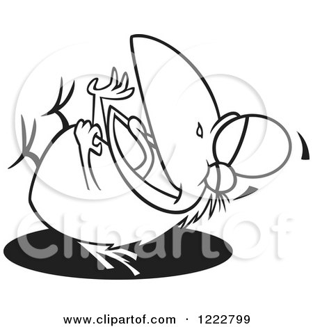Clipart of a Black and White Crow Laughing on the Floor - Royalty Free Vector Illustration by toonaday