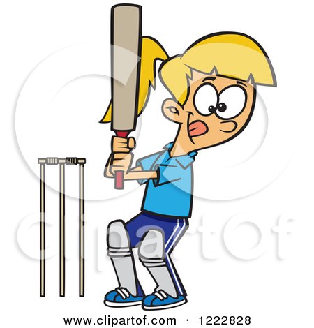 Clipart of a Sporty Batting Cricket Girl - Royalty Free Vector Illustration by toonaday