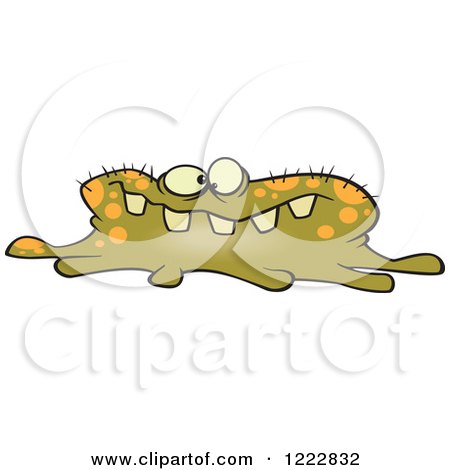 Clipart of a Toothy Green Flu Bug - Royalty Free Vector Illustration by toonaday