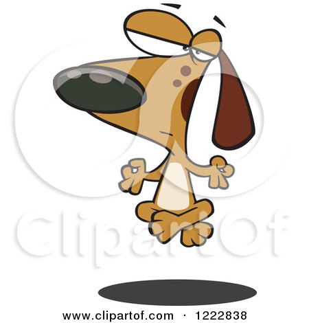 Clipart of a Meditating Brown Dog Floating off of the Floor - Royalty Free Vector Illustration by toonaday