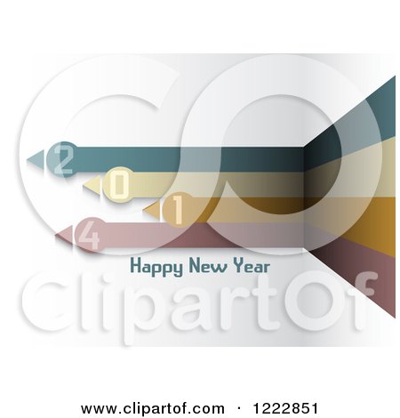 Clipart of a Happy New Year 2014 Arrow Corner Greeting - Royalty Free Vector Illustration by KJ Pargeter