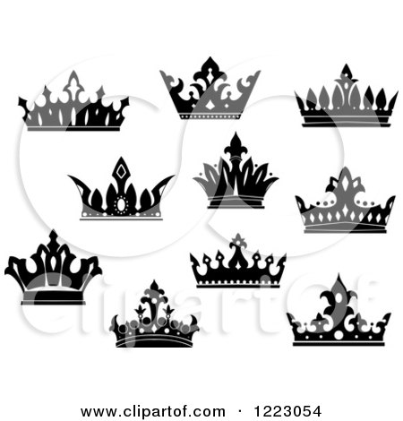 Clipart of Black and White Crowns 4 - Royalty Free Vector Illustration by Vector Tradition SM