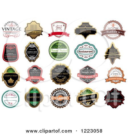 Clipart of Retail Quality Labels with Sample Text 3 - Royalty Free Vector Illustration by Vector Tradition SM