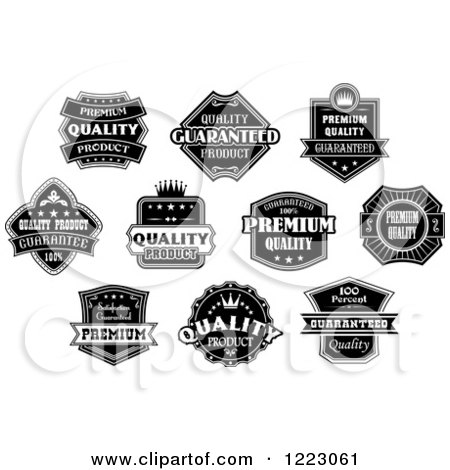 Clipart of Black and White Retail Quality Labels with Sample Text 3 - Royalty Free Vector Illustration by Vector Tradition SM