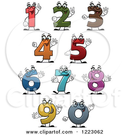 Clipart of Number Characters Holding up Fingers - Royalty Free Vector Illustration by Vector Tradition SM