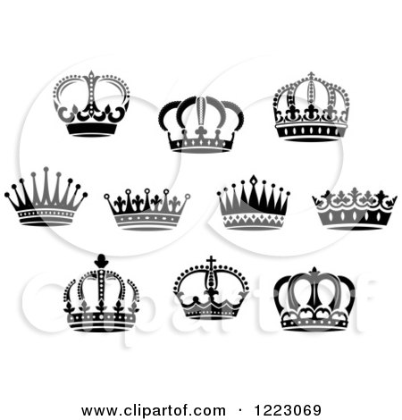 Clipart of Black and White Crowns 3 - Royalty Free Vector Illustration by Vector Tradition SM