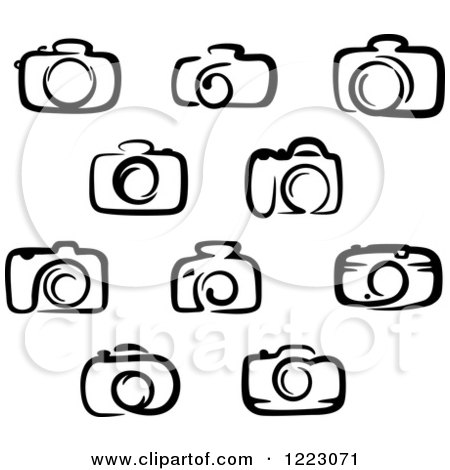 Clipart of Black and White Cameras 2 - Royalty Free Vector Illustration by Vector Tradition SM