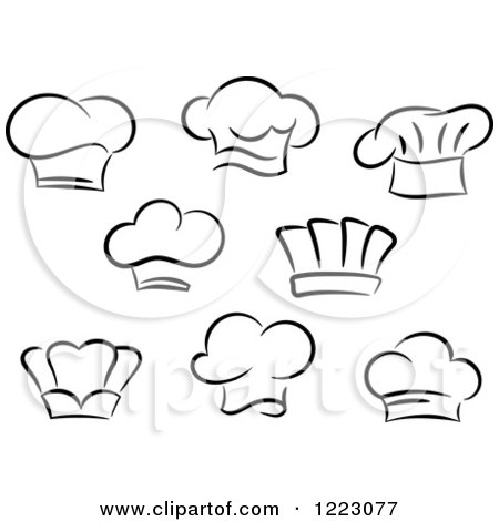 Clipart of Black and White Chefs Toque Hats 2 - Royalty Free Vector Illustration by Vector Tradition SM