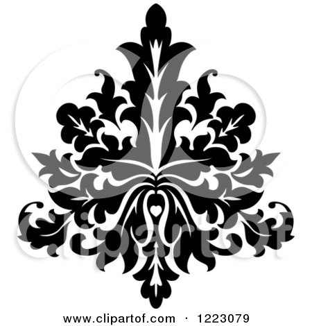 Clipart of a Black and White Floral Damask Design 10 - Royalty Free Vector Illustration by Vector Tradition SM