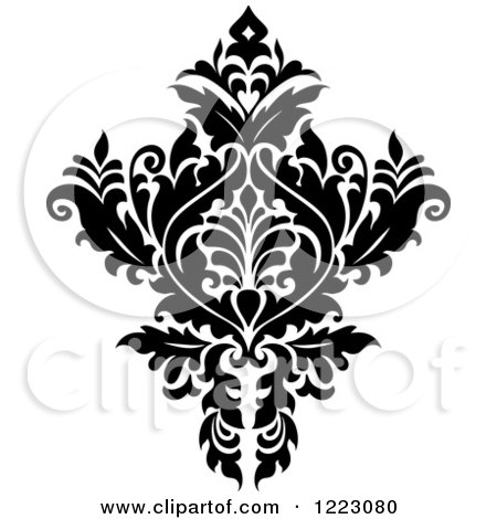 Clipart of a Black and White Floral Damask Design 11 - Royalty Free Vector Illustration by Vector Tradition SM