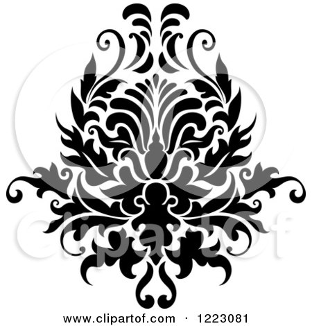 Clipart of a Black and White Floral Damask Design 12 - Royalty Free Vector Illustration by Vector Tradition SM