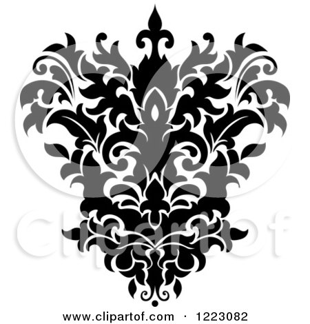 Clipart of a Black and White Floral Damask Design 13 - Royalty Free Vector Illustration by Vector Tradition SM