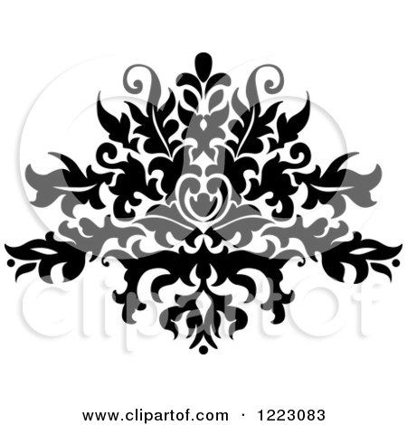 Clipart of a Black and White Floral Damask Design 14 - Royalty Free Vector Illustration by Vector Tradition SM