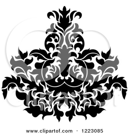 Clipart of a Black and White Floral Damask Design 16 - Royalty Free Vector Illustration by Vector Tradition SM