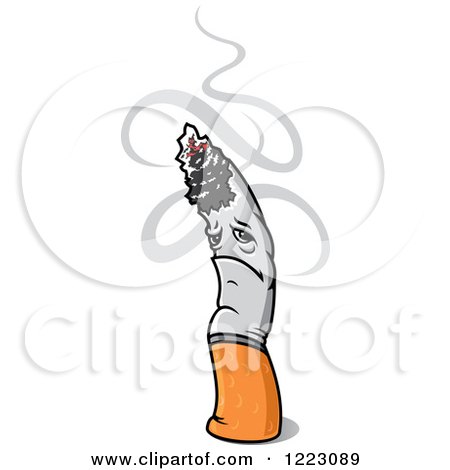 Clipart of a Sad Cigarette Character with Smoke - Royalty Free Vector Illustration by Vector Tradition SM