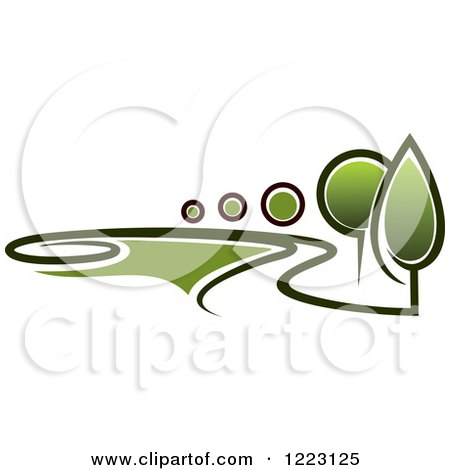 Clipart of a Landscape with Green Trees 2 - Royalty Free Vector Illustration by Vector Tradition SM
