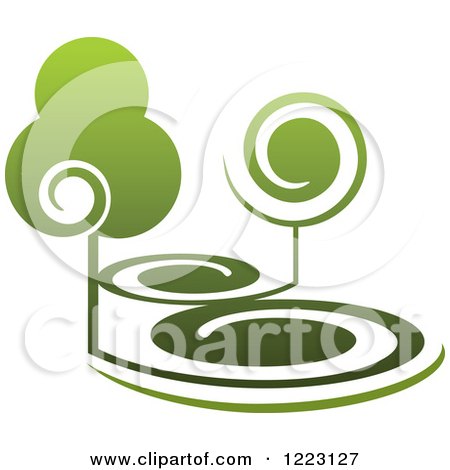 Clipart of a Landscape with Green Trees 4 - Royalty Free Vector Illustration by Vector Tradition SM
