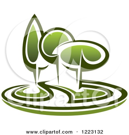 Clipart of a Landscape with Green Trees - Royalty Free Vector Illustration by Vector Tradition SM