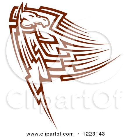 Clipart of a Running Brown Tribal Horse Looking Back - Royalty Free Vector Illustration by Vector Tradition SM