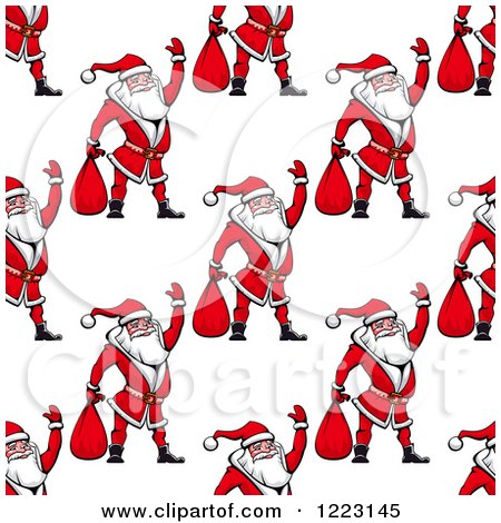 Clipart of a Seamless Background Pattern of Waving Santas - Royalty Free Vector Illustration by Vector Tradition SM