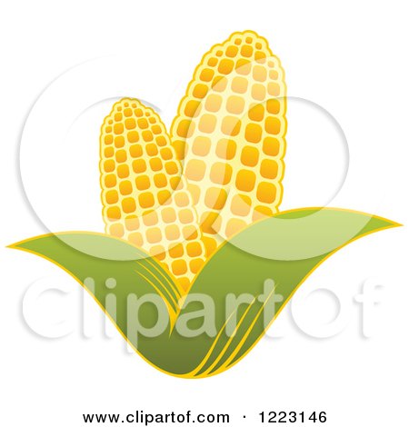 Clipart of a Golden Ear of Corn and Leaves 4 - Royalty Free Vector Illustration by Vector Tradition SM
