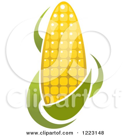 Clipart of a Golden Ear of Corn and Leaves - Royalty Free Vector Illustration by Vector Tradition SM