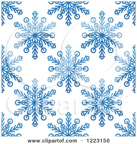 Clipart of a Seamless Background Pattern of Blue Snowflakes - Royalty Free Vector Illustration by Vector Tradition SM