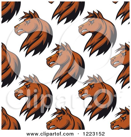 Clipart of a Seamless Background Pattern of Tough Brown Horse Heads - Royalty Free Vector Illustration by Vector Tradition SM