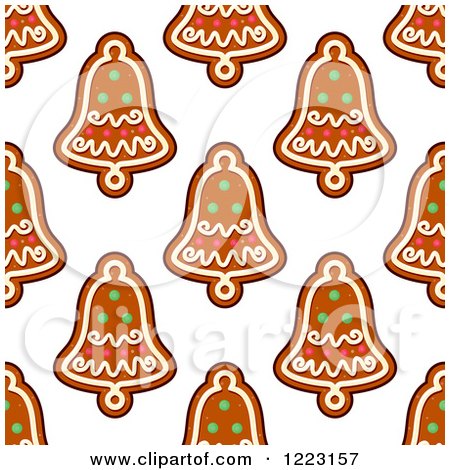 Clipart of a Seamless Background Pattern of Bell Shaped Christmas Gingerbread Cookies - Royalty Free Vector Illustration by Vector Tradition SM