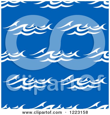 Clipart of a Seamless Background Pattern of Ocean Surf Waves on Blue - Royalty Free Vector Illustration by Vector Tradition SM