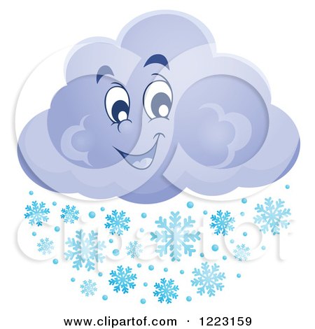 Clipart of a Happy Winter Cloud with Snowflakes - Royalty Free Vector Illustration by visekart