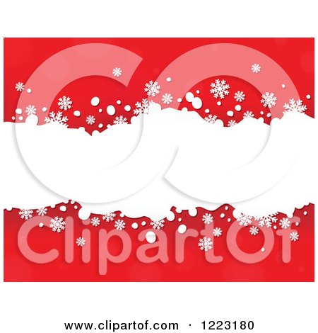 Clipart of a Red Background with Snowflakes and White Grunge - Royalty Free Vector Illustration by visekart