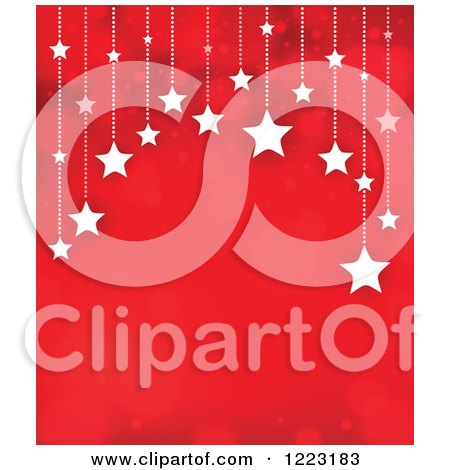 Clipart of a Red Background with Suspended Stars and Flares - Royalty Free Vector Illustration by visekart