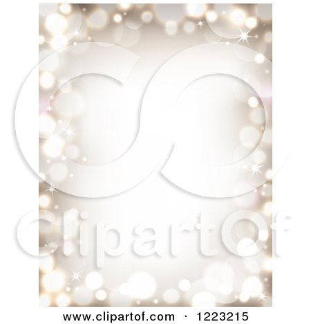 Clipart of a Christmas Border of Golden Bokeh Flares - Royalty Free Vector Illustration by visekart