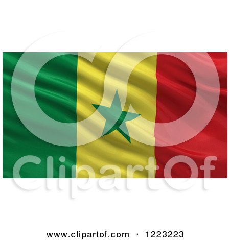 Clipart of a 3d Waving Flag of Senegal with Rippled Fabric - Royalty Free Illustration by stockillustrations