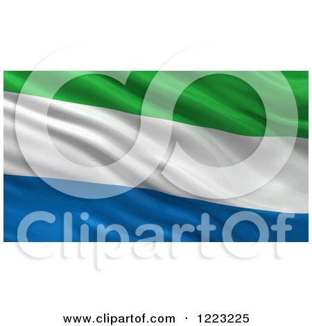 Clipart of a 3d Waving Flag of Sierra Leone with Rippled Fabric - Royalty Free Illustration by stockillustrations