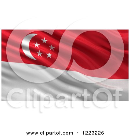 Clipart of a 3d Waving Flag of Singapore with Rippled Fabric - Royalty Free Illustration by stockillustrations