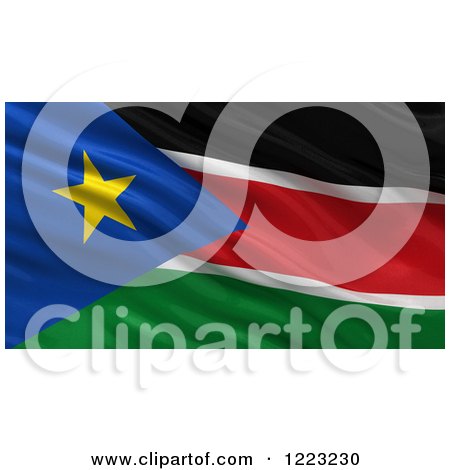 Clipart of a 3d Waving Flag of South Sudan with Rippled Fabric - Royalty Free Illustration by stockillustrations