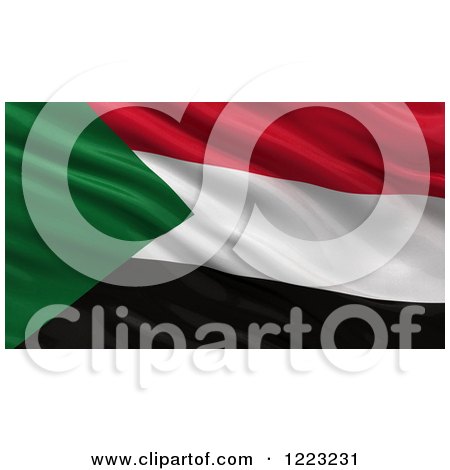 Clipart of a 3d Waving Flag of Sudan with Rippled Fabric - Royalty Free Illustration by stockillustrations