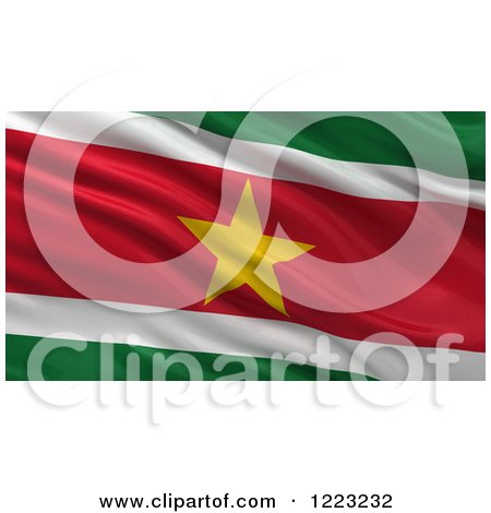 Clipart of a 3d Waving Flag of Suriname with Rippled Fabric - Royalty Free Illustration by stockillustrations