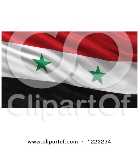 Clipart of a 3d Waving Flag of Syria with Rippled Fabric - Royalty Free Illustration by stockillustrations