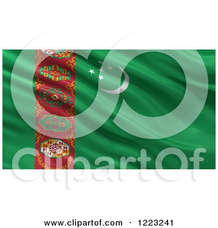 Clipart of a 3d Waving Flag of Turkmenistan with Rippled Fabric - Royalty Free Illustration by stockillustrations