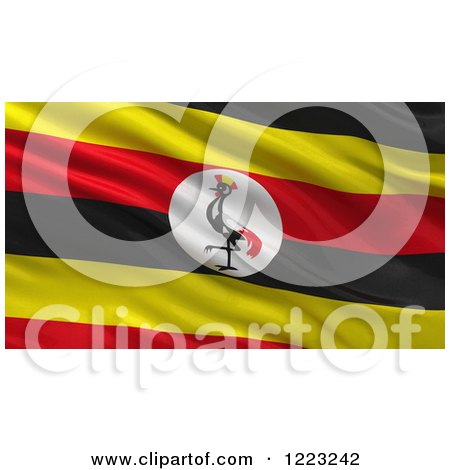 Clipart of a 3d Waving Flag of Uganda with Rippled Fabric - Royalty Free Illustration by stockillustrations