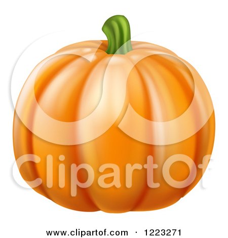 Clipart of a Round Orange Pumpkin - Royalty Free Vector Illustration by AtStockIllustration