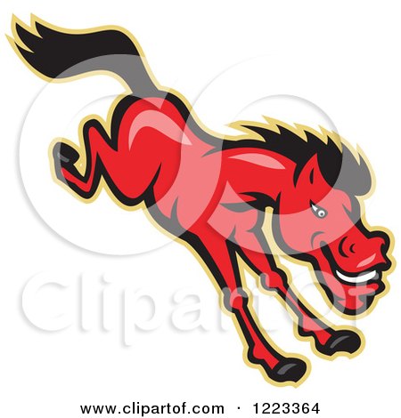 Clipart of a Red Horse Leaping - Royalty Free Vector Illustration by patrimonio
