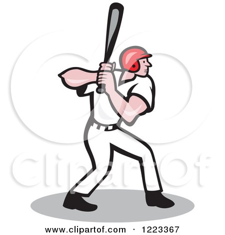 Clipart of a Cartoon Baseball Player Batting - Royalty Free Vector Illustration by patrimonio