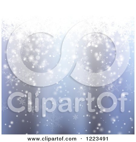 Clipart of a Blue Snowflake and Star Background - Royalty Free Vector Illustration by vectorace