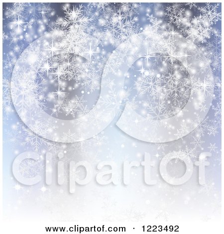 Clipart of a Blue Snowflake and Flare Background - Royalty Free Vector Illustration by vectorace