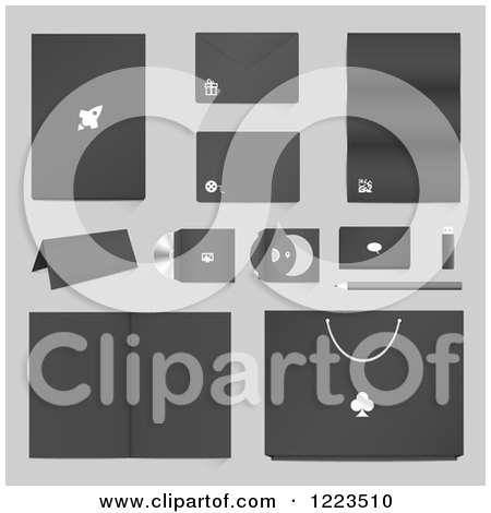 Clipart of a Business Products on Gray - Royalty Free Vector Illustration by vectorace
