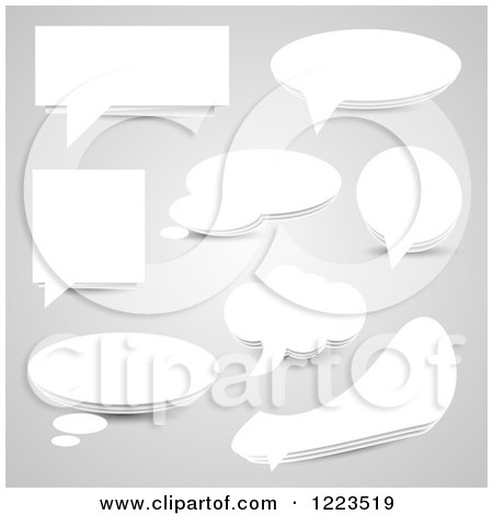 Clipart of Grayscale Speech and Thought Balloons - Royalty Free Vector Illustration by vectorace